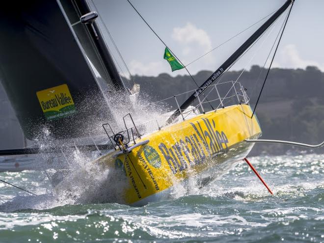 Day 1 – Bureau Vallée 2 is one of nine IMOCA 60s racing double-handed – Rolex Fastnet Race © Quinag